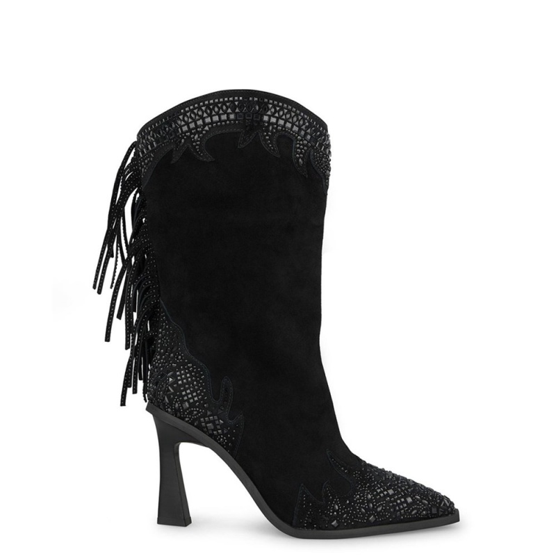 Bottes à Talons Alma En Pena Rear Fringe Boot Noir Femme | JWV-85186633